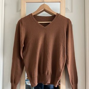 Brown, V-neck sweater